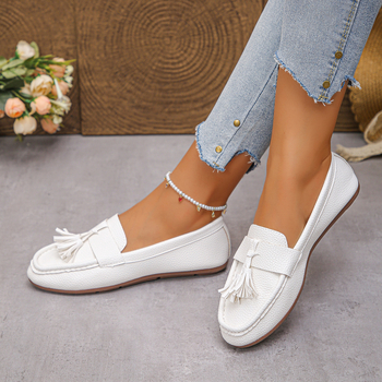 Γυναικείοι loafers με στρογγυλή μύτη, PU επάνω μέρος, καουτσούκ σόλα