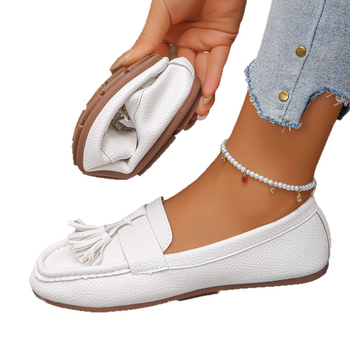 Γυναικείοι loafers με στρογγυλή μύτη, PU επάνω μέρος, καουτσούκ σόλα