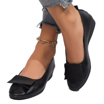 Γυναικείες slip-on παπούτσια καθημερινού στυλ, στρογγυλή μύτη, PU επάνω μέρος, κλίση φτέρνας 1-3 cm, χαμηλό ύψος