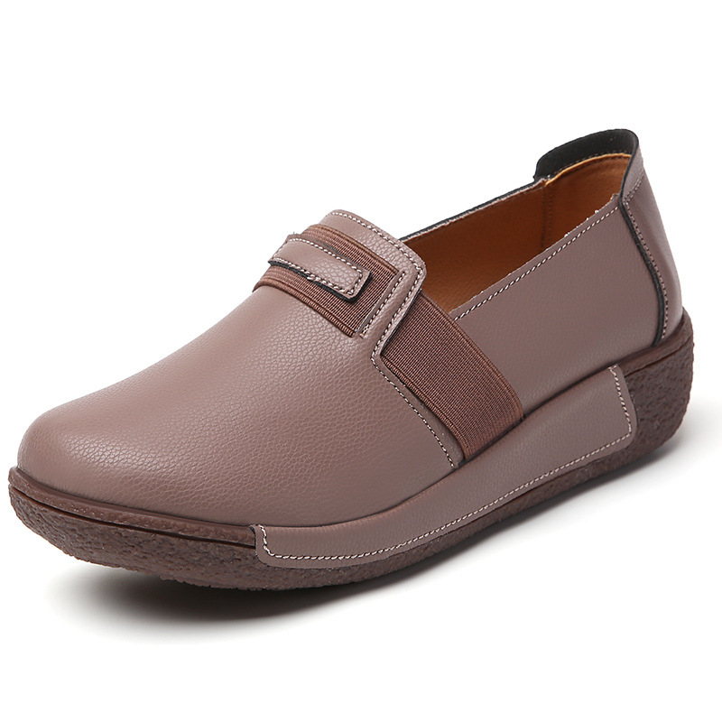 Sieviešu Slip-On kurpes korejiešu stilā, apaļa purngals, divslāņu liellopu ādas augšdaļa, zole no liellopu cīpslas, zems potītes augstums, platforma, ērtas ikdienai
