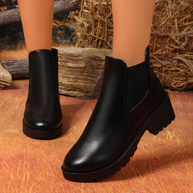 Sieviešu Martin kurpes britu stilā, slip-on, apaļa purngala, vidējā papēža augstums 3–5 cm, PU augšdaļa