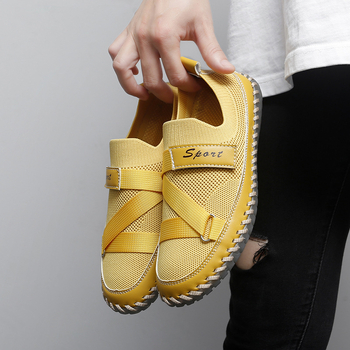 Sievietēm casual tīkla auduma apavi ar zemu profilu, elpojošs augšmats, apaļa pirksta forma, Velcro aizdare, gumijas zole