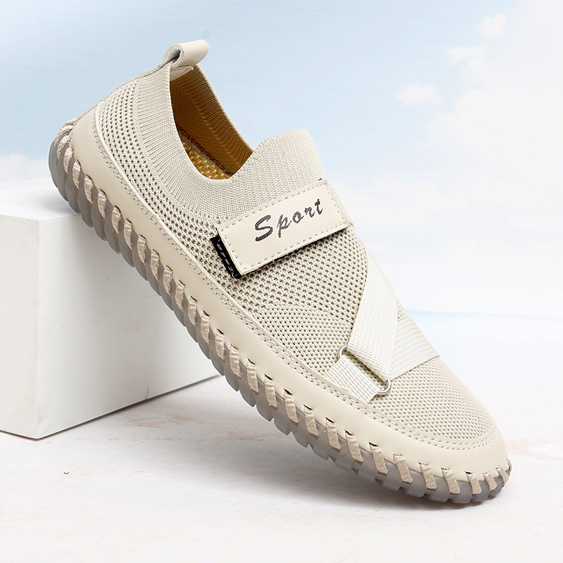 Sievietēm casual tīkla auduma apavi ar zemu profilu, elpojošs augšmats, apaļa pirksta forma, Velcro aizdare, gumijas zole