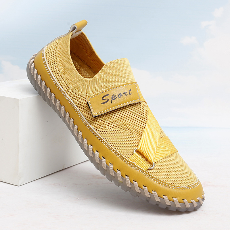 Sievietēm casual tīkla auduma apavi ar zemu profilu, elpojošs augšmats, apaļa pirksta forma, Velcro aizdare, gumijas zole