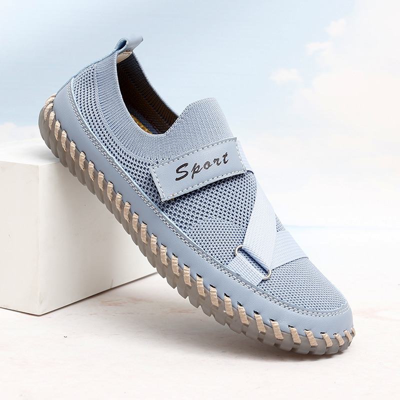 Sievietēm casual tīkla auduma apavi ar zemu profilu, elpojošs augšmats, apaļa pirksta forma, Velcro aizdare, gumijas zole