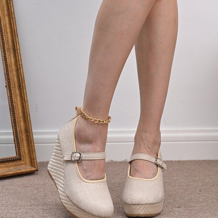 Sieviešu auduma kurpes ar zemu papēdi un sprādzes aizdari, gumijas zole, 0-3 cm papēdis, pavasaris