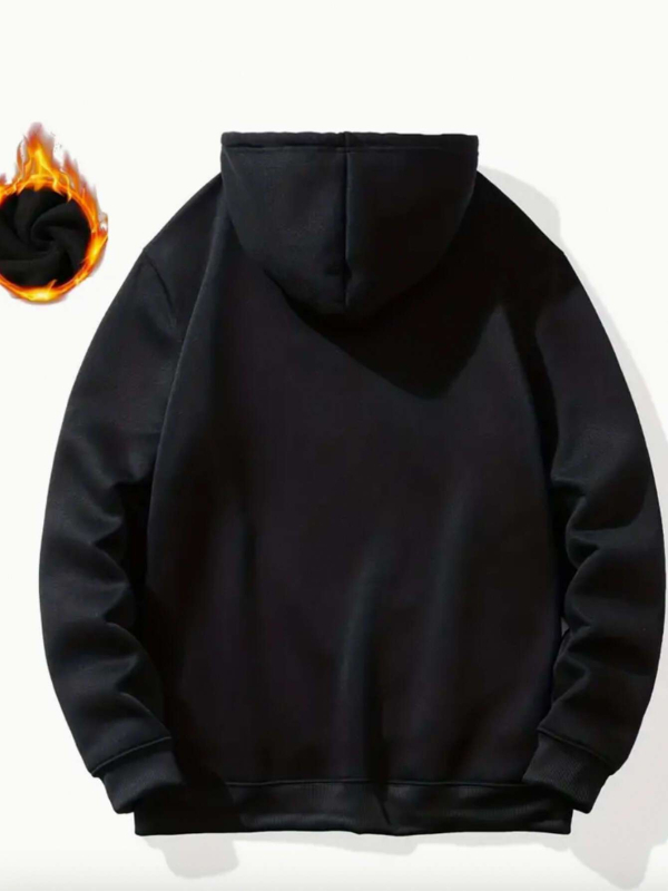 Hūdijs ar kapuci – poliestera audums, apdruka, brīvā piegriezuma, garas piedurknes, vidēja biezuma