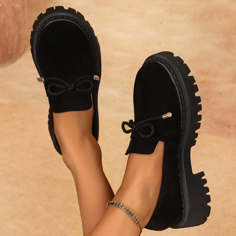 Sieviešu nubuka loafer ar apaļu purnu, vidēja augstuma papēdi, šņorēšana, gumijas zole, britu stils