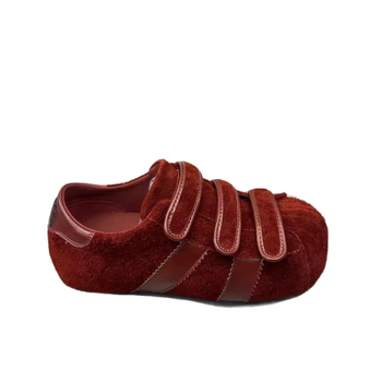 Γυναικεία επίπεδη παπούτσια από σουέντ με στρογγυλή μύτη, κλείσιμο Velcro, χαμηλό τακούνι 1–3 εκ