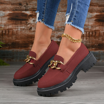 Velūra loaferi ar apaļu purnu un bieza vidējā papēļa (3–5 cm), slip-on, britu stilā, gumijas zole