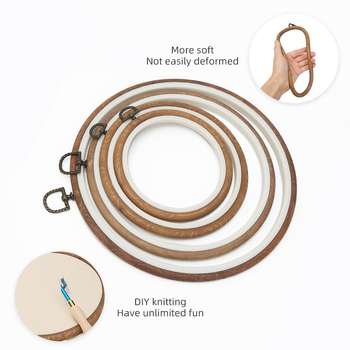 Okvir za izvezivanje od ABS-a, imitacija drveta, kvadratni, prilagodljiv, za cross-stitch, DIY alat za izradu veza