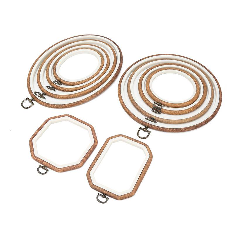 Okvir za izvezivanje od ABS-a, imitacija drveta, kvadratni, prilagodljiv, za cross-stitch, DIY alat za izradu veza