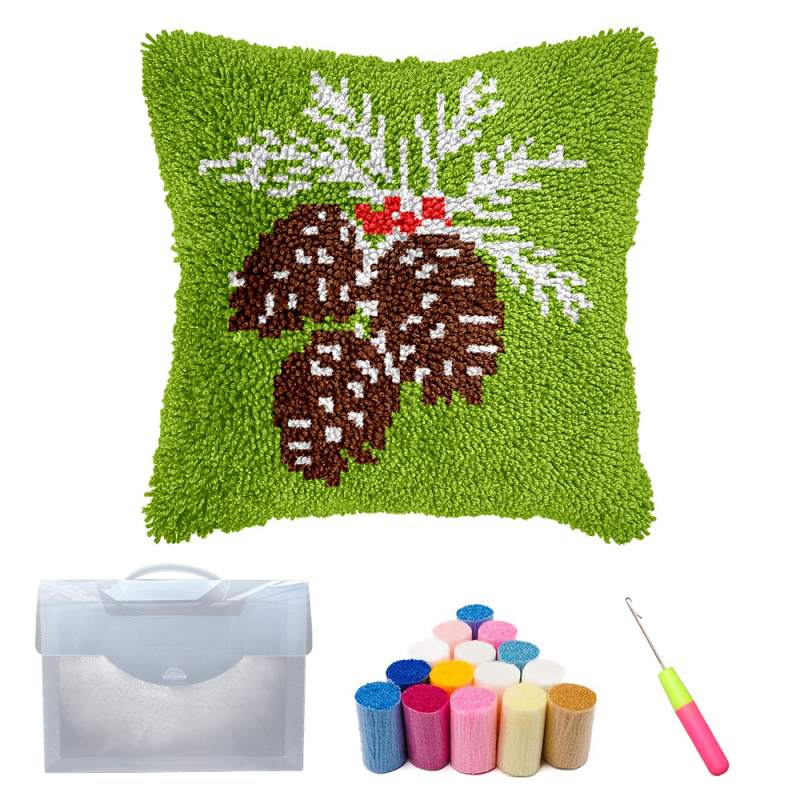 DIY párnahuzat hímzőkészlet – gomba motívum, akril szál, testreszabás támogatott, skandináv stílus, 43-as sorozat