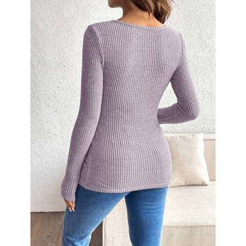 Τοπ θηλασμού για εγκύους – στρογγυλός λαιμός, ριμπ ύφανση, μακριά μανίκια, νάιλον 100%, άνοιξη