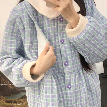 Grūtnieču nakts apģērbs barošanai, bieza gaisa kokvilnas audums, garas piedurknes tops un garas bikses, pēc dzemdībām barošanai, ziemai, pavasarim un rudenim