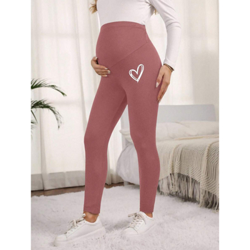 Παντελόνια εγκυμοσύνης με ψηλή μέση και εκτύπωση καρδιάς, 100% νάιλον, καθημερινά