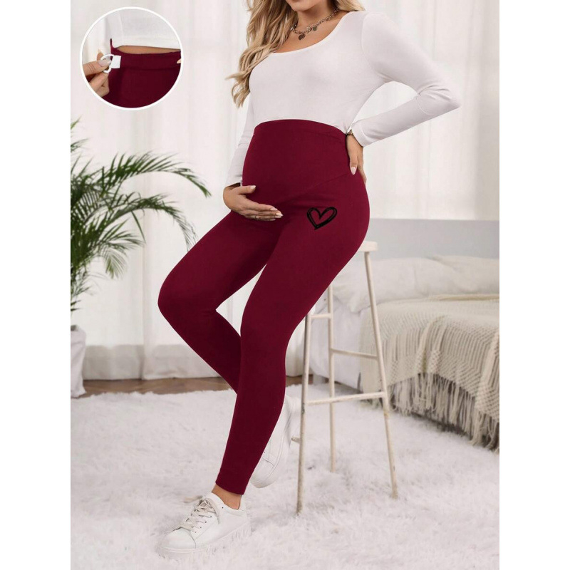Παντελόνια εγκυμοσύνης με ψηλή μέση και εκτύπωση καρδιάς, 100% νάιλον, καθημερινά