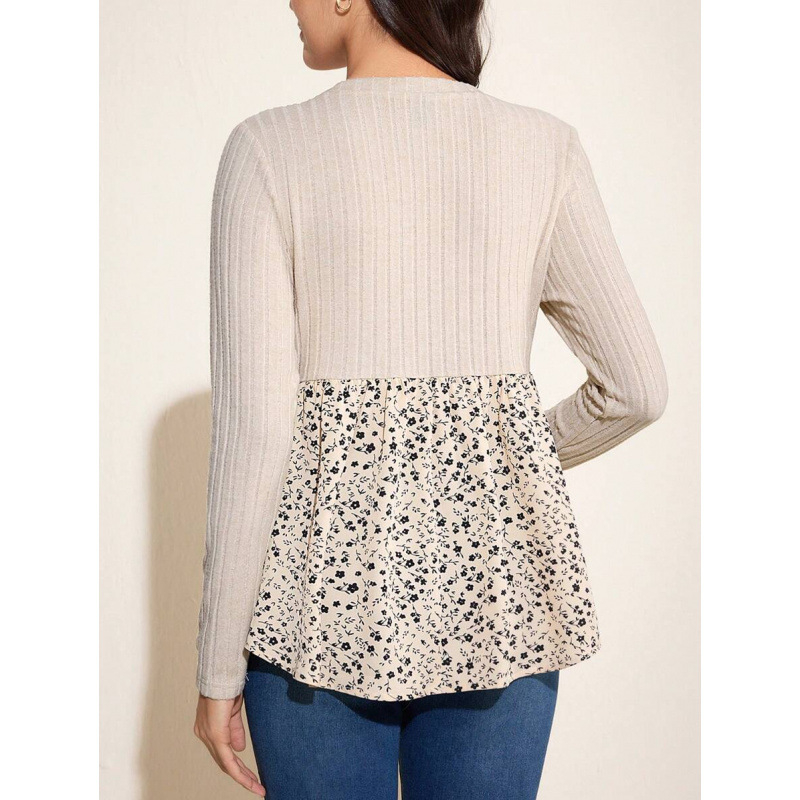 Μπλούζα θηλάσμου με μακρύ μανίκι, patchwork, 100% νάιλον, άνοιξη