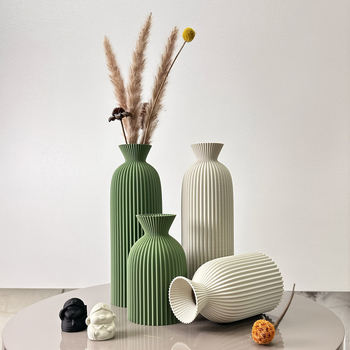 Set de vaze cu design Wave Art, vaze cilindrice din plastic, stil boem