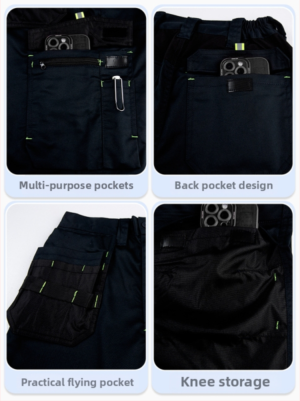 Работни панталони за механик, много джобове, износоустойчиви, подсилени, влагоотводящи, 100% полиестер