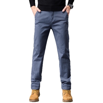 Vyrų verslo kasualinės tiesaus kirpimo kelnės, 98% medvilnė, 2% elastanas, be raukšėjimo, vidutinio aukščio liemuo, užtrauktukas