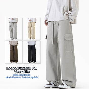 Darbo kasdieninės kelnės, plačios, ilgos, vidurio juosmuo, be diržo, raištelių užsegimas, vientisas poliesteris