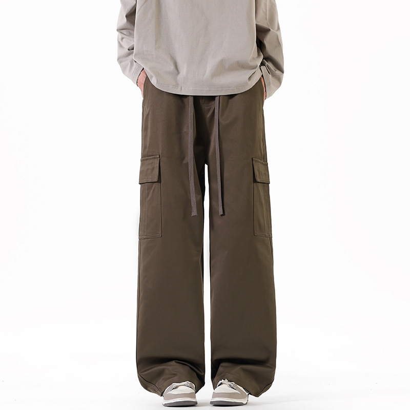 Darbo kasdieninės kelnės, plačios, ilgos, vidurio juosmuo, be diržo, raištelių užsegimas, vientisas poliesteris