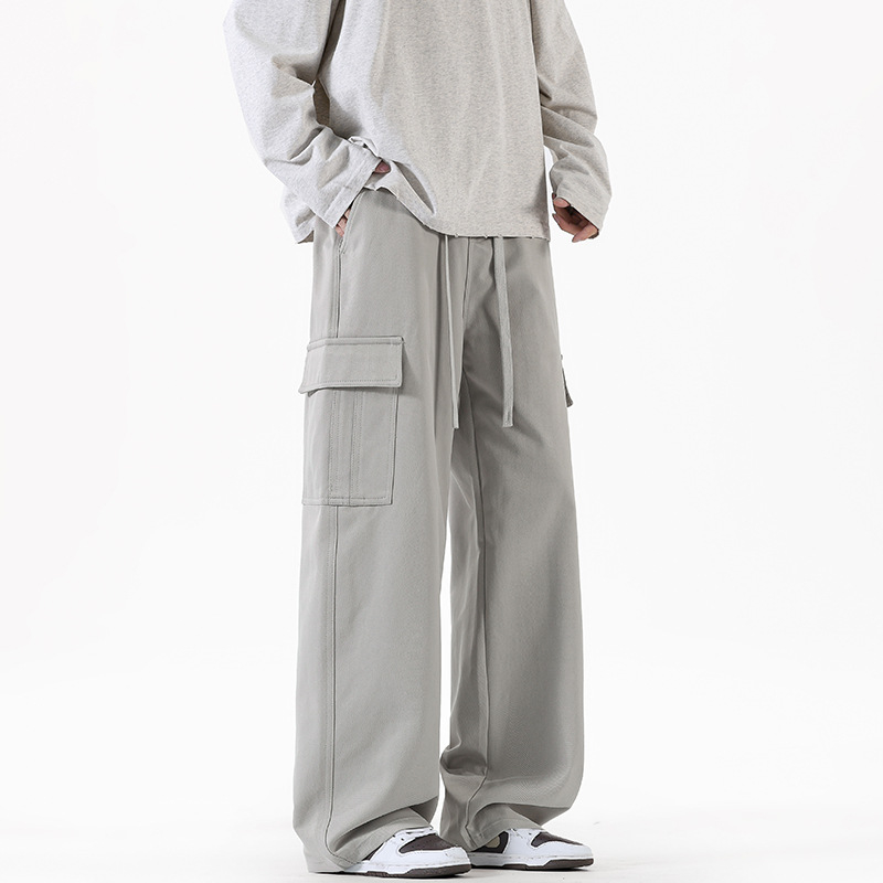 Darbo kasdieninės kelnės, plačios, ilgos, vidurio juosmuo, be diržo, raištelių užsegimas, vientisas poliesteris