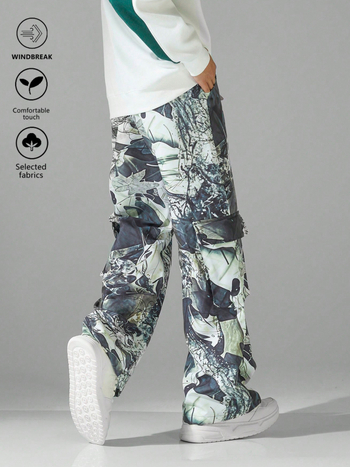 Vyrų kamufliažinės darbo kelnės tiesia koją, vidurio juosmuo, raištelių užsegimas, 100% poliesteris, pavasario–rudens sezonams