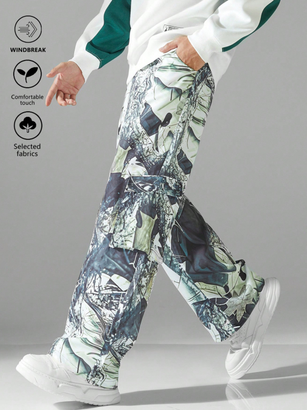 Vyrų kamufliažinės darbo kelnės tiesia koją, vidurio juosmuo, raištelių užsegimas, 100% poliesteris, pavasario–rudens sezonams