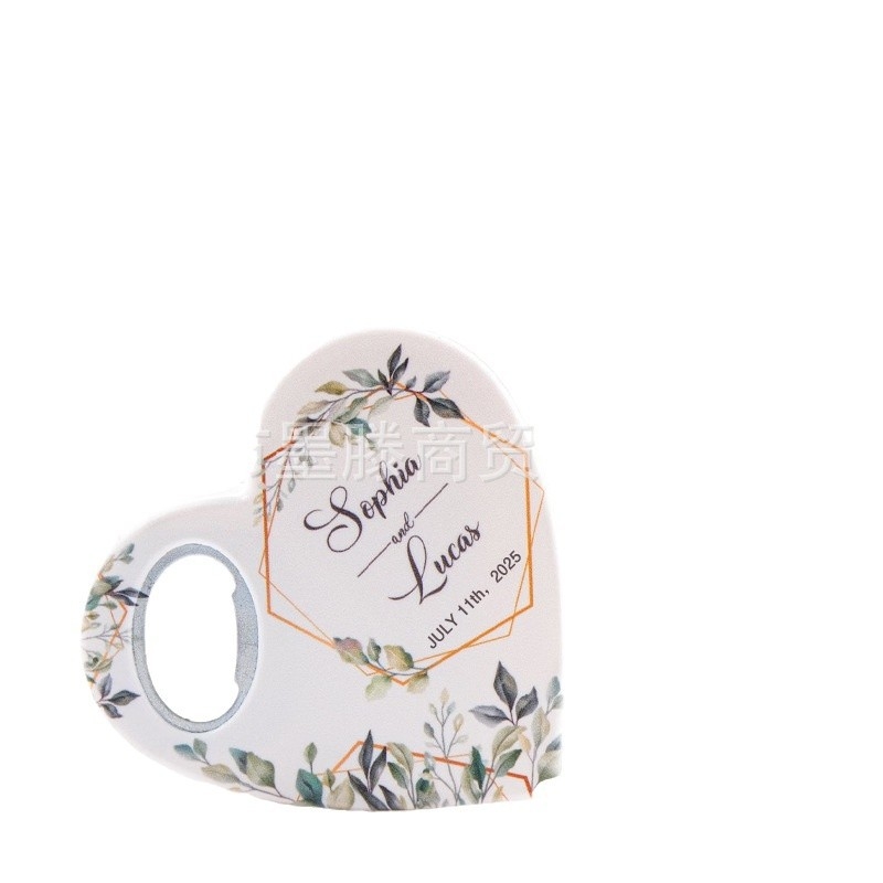 Butelių atidarytuvas su šaldytuvo magnetu – su logotipu, plastikas, dovana vestuvėms ir vakarėliams