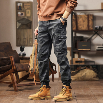 Amerikietiško stiliaus kamufliuotos darbo kelnės vyrams, daug kišenių, medvilnės-dauginių mišinio, kasdienės lauko karinės taktinės kelnės, tiesus kirpimas