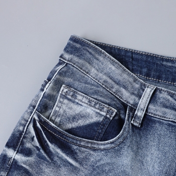 Мъжки дънки деним Slim Fit, прав крак, средна талия, цип за закопчаване, изпрани