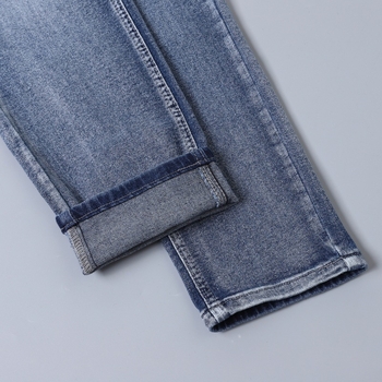 Мъжки дънки деним Slim Fit, прав крак, средна талия, цип за закопчаване, изпрани