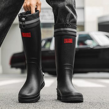 Vyriski aukštos lietaus batai, plastikinis viršus, gumos padas, neslystantys, atsparūs dėvėjimui, slip-on