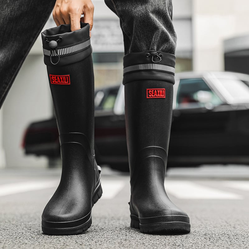 Vyriski aukštos lietaus batai, plastikinis viršus, gumos padas, neslystantys, atsparūs dėvėjimui, slip-on