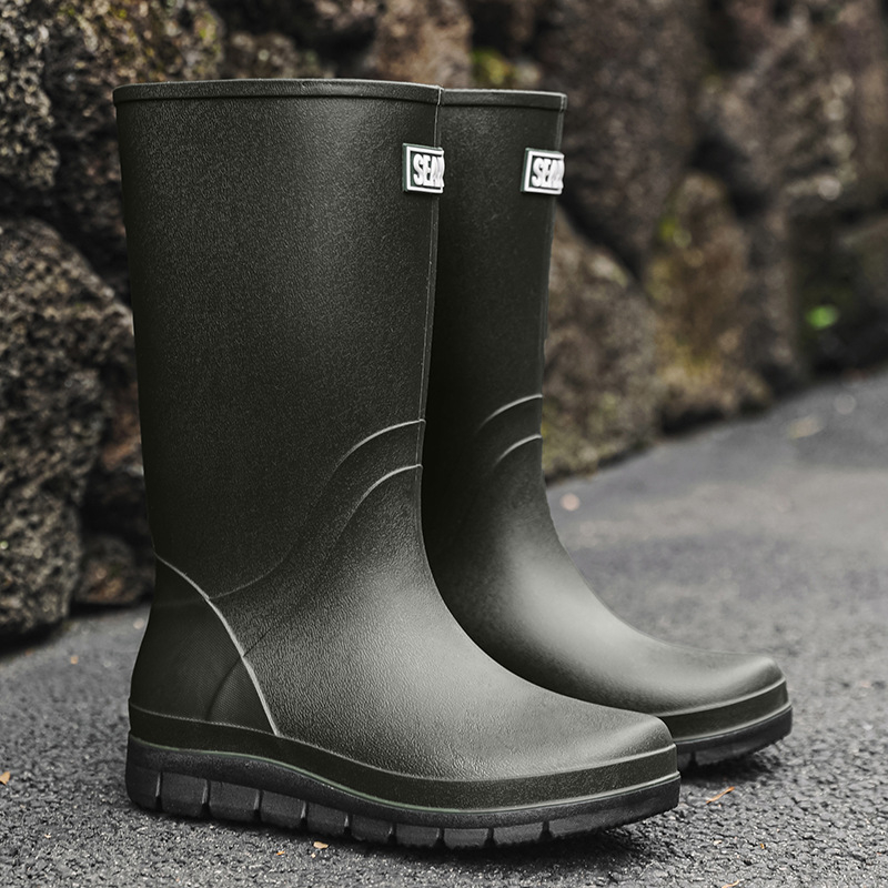 Vyriski aukštos lietaus batai, plastikinis viršus, gumos padas, neslystantys, atsparūs dėvėjimui, slip-on