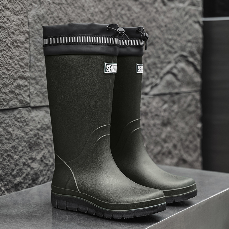 Vyriski aukštos lietaus batai, plastikinis viršus, gumos padas, neslystantys, atsparūs dėvėjimui, slip-on