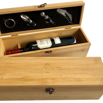 Τετραπλό σετ ανοιχτήρων μπουκαλιών σε ξύλινο κουτί κρασιού | Κουτί αποθήκευσης κρασιού | Μοντέρνος μινιμαλιστικός σχεδιασμός | Υλικό: ξύλο | Χωρητικότητα 1 L