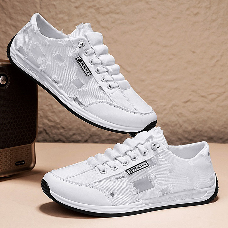 Vyriniai kasualiniai bateliai iš kvėpuojančios tekstilės viršaus, žemas profilis, apvalus priekinis, raišteliai, guminė pada, spalvų blokų dizainas vasarai