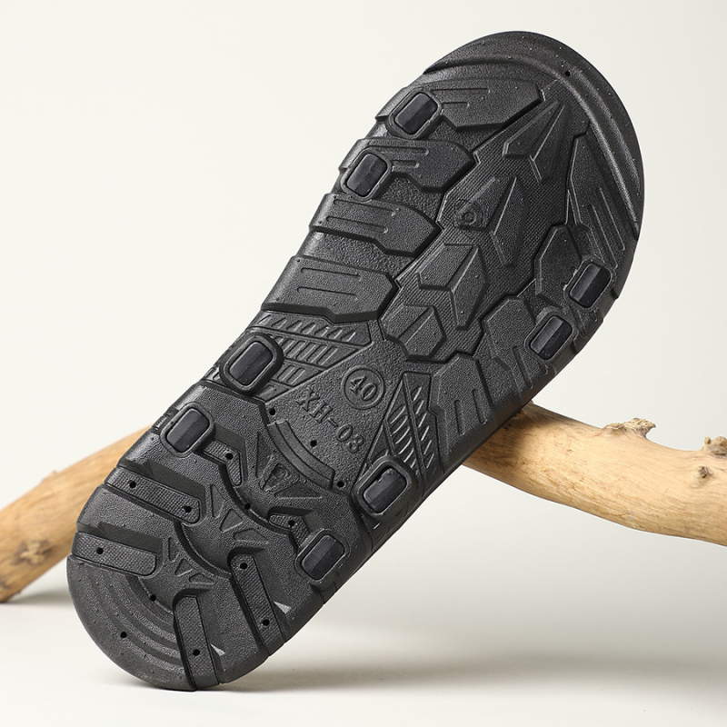 Flip-flops pentru bărbați, stil casual, cu partea superioară din piele microfibră și talpă din cauciuc, închidere slip-on