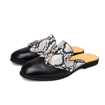 Vyriski PU odiniai slip-on loaferiai su leopardiniu piešiniu, be raištelių, smailus nosis, gumos padas, žemas kulnas 1-3 cm, vasaros kasdienis