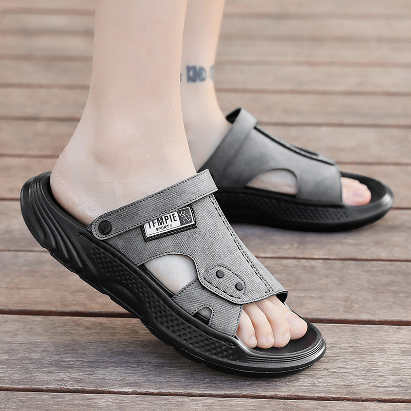 Vyriski PU viršutiniai sandalai su EVA padu, anti-slip, poilsio stilius, plokščias padas