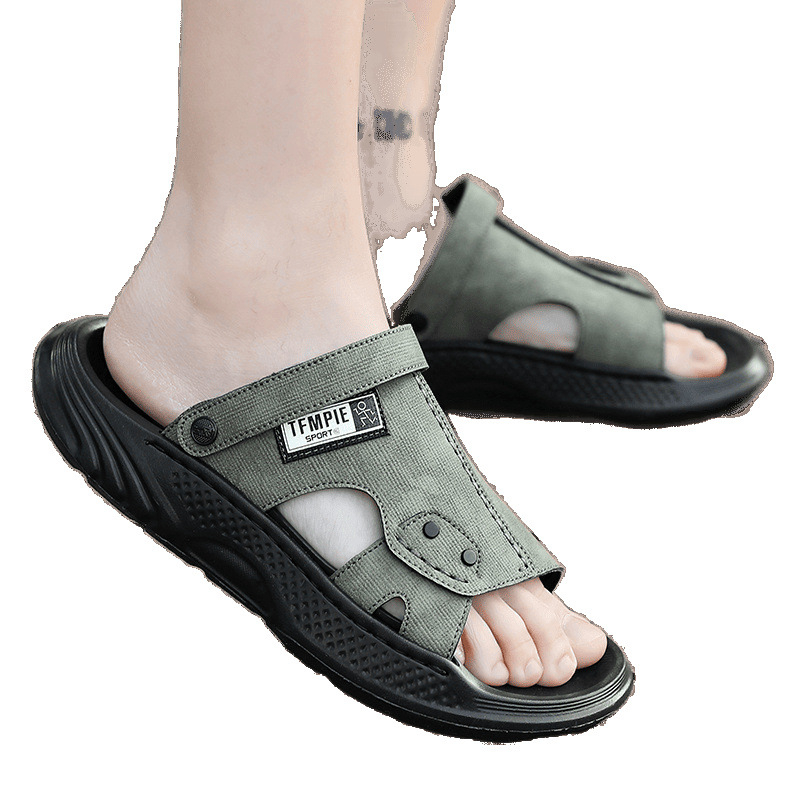 Vyriski PU viršutiniai sandalai su EVA padu, anti-slip, poilsio stilius, plokščias padas