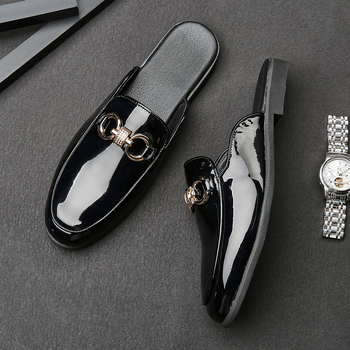 Ανδρικοί slip-on loafers με καρό μοτίβο, δερμάτινο καπάκι δακτύλου, ελαφρύ επάνω μέρος PU, σόλα από καουτσούκ, καλοκαιρινά καθημερινά-επίσημα παπούτσια