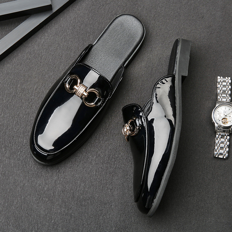 Vyriniai slip-on loaferiai su languotais raštais, odinis piršto galiuko dangtelis, PU viršus, gumos padas, vasariniai kasdieniai – formalūs batai