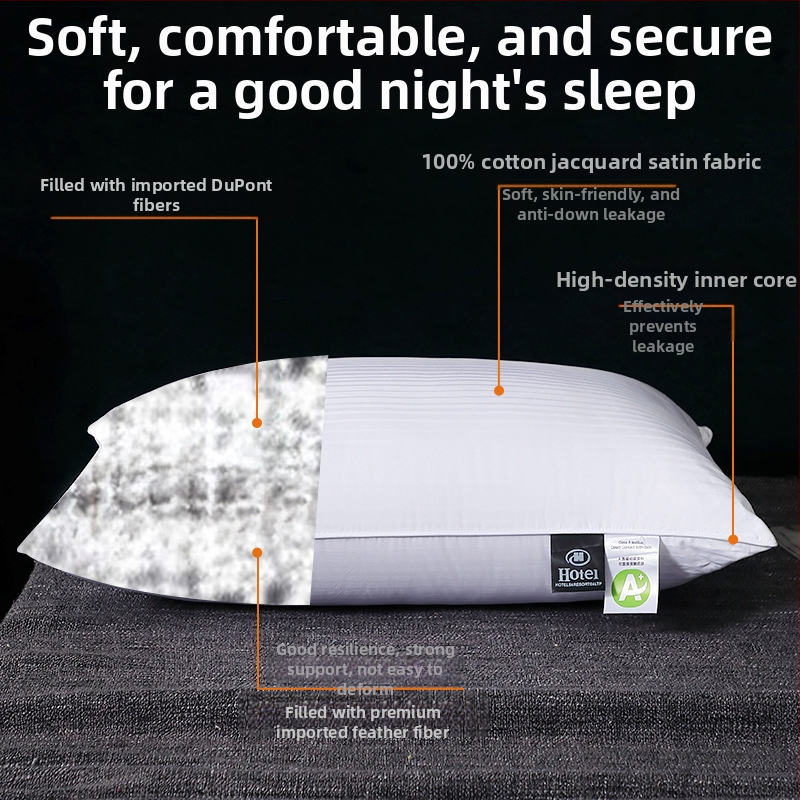 Правоъгълна възглавница с пълнене 100% деветдупкова фибра, антибактериална фибра, корпус от чист памук, персонализиране на обработката