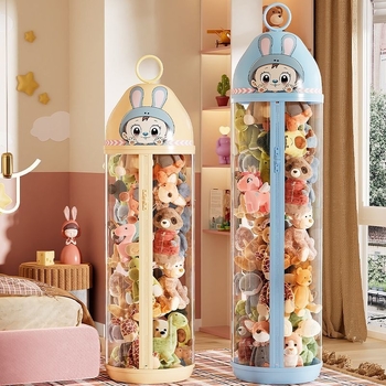 Caurspīdīgs PP uzglabāšanas konteiners mīkstajām rotaļlietām, tilpums līdz 5 L, roku pārnēsāšanai, putekļu izturīgs, vienkāršs mūsdienīgs dizains