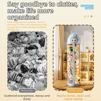 Caurspīdīgs PP uzglabāšanas konteiners mīkstajām rotaļlietām, tilpums līdz 5 L, roku pārnēsāšanai, putekļu izturīgs, vienkāršs mūsdienīgs dizains