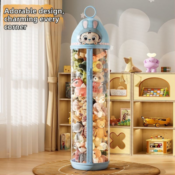 Caurspīdīgs PP uzglabāšanas konteiners mīkstajām rotaļlietām, tilpums līdz 5 L, roku pārnēsāšanai, putekļu izturīgs, vienkāršs mūsdienīgs dizains